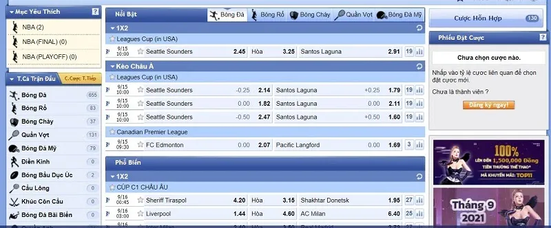 Cá cược thể thao tại nhà cái Sbotop