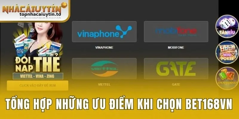 Tổng hợp những ưu điểm khi chọn Bet168vn