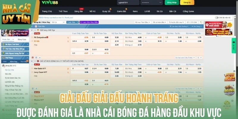 Giải đấu giải đấu hoành tráng, đa dạng trên website nhà cái